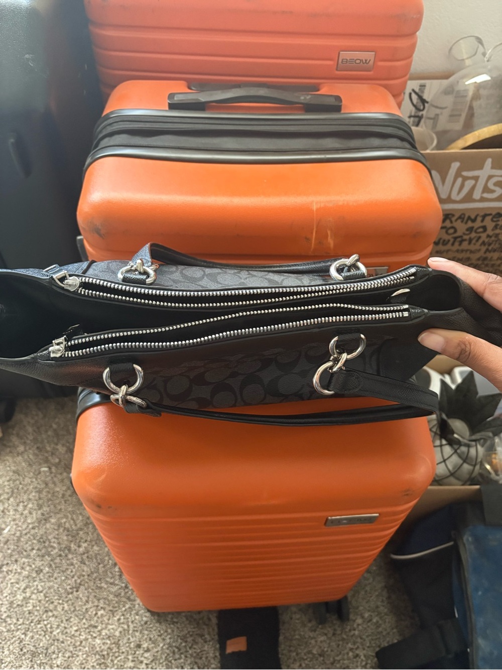 Coach Black Signature Logo Satchel with Silver Hardware - Picture 4 of 5